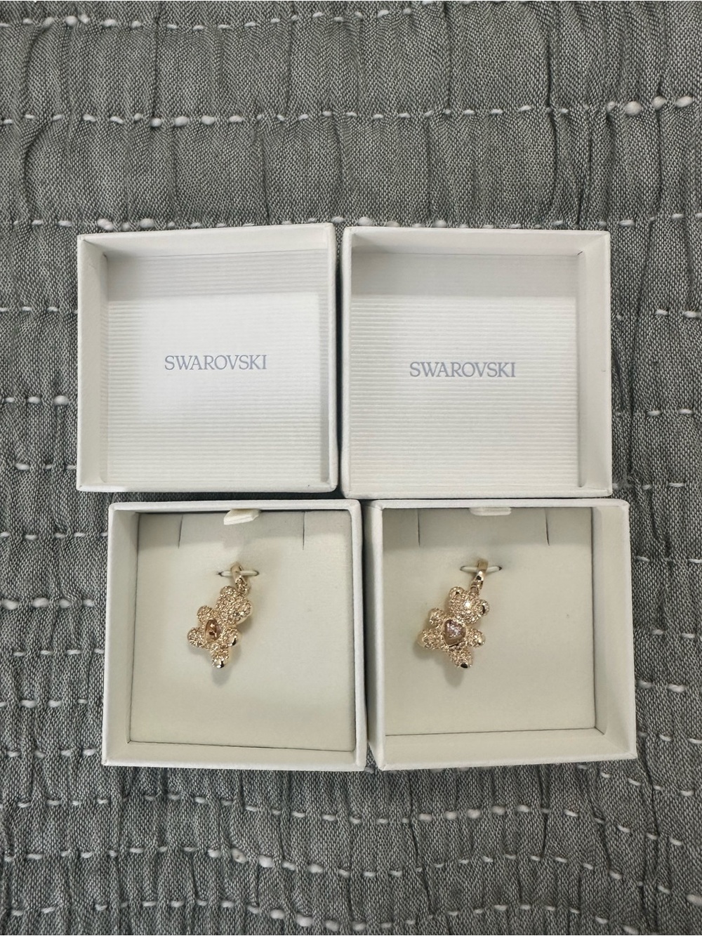 Swarovski 18K Gold Plated Idyllia Teddy Bear Charm (2 charms)